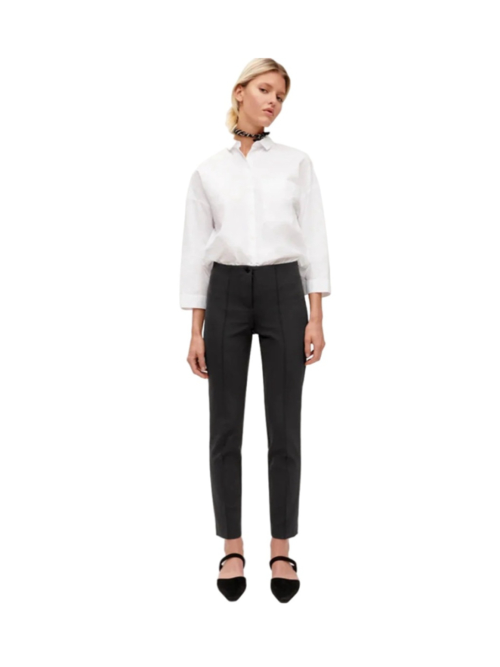 Cambio Creased Trouser Cigarette Pant Black Slim Fit Ankle Length, S